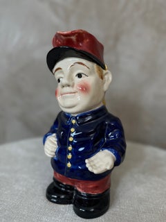 Early 20th-Century French Earthenware Postman Character Pitcher, 1900s