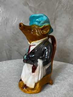 20th century French Majolica Pig Pitcher, 1920s