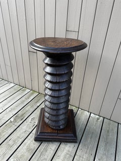 19th-Century Walnut Wine Press Screw Repurposed as a Decorative Pedestal