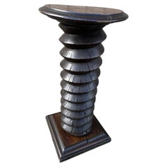 19th-Century Walnut Wine Press Screw Repurposed as a Decorative Pedestal