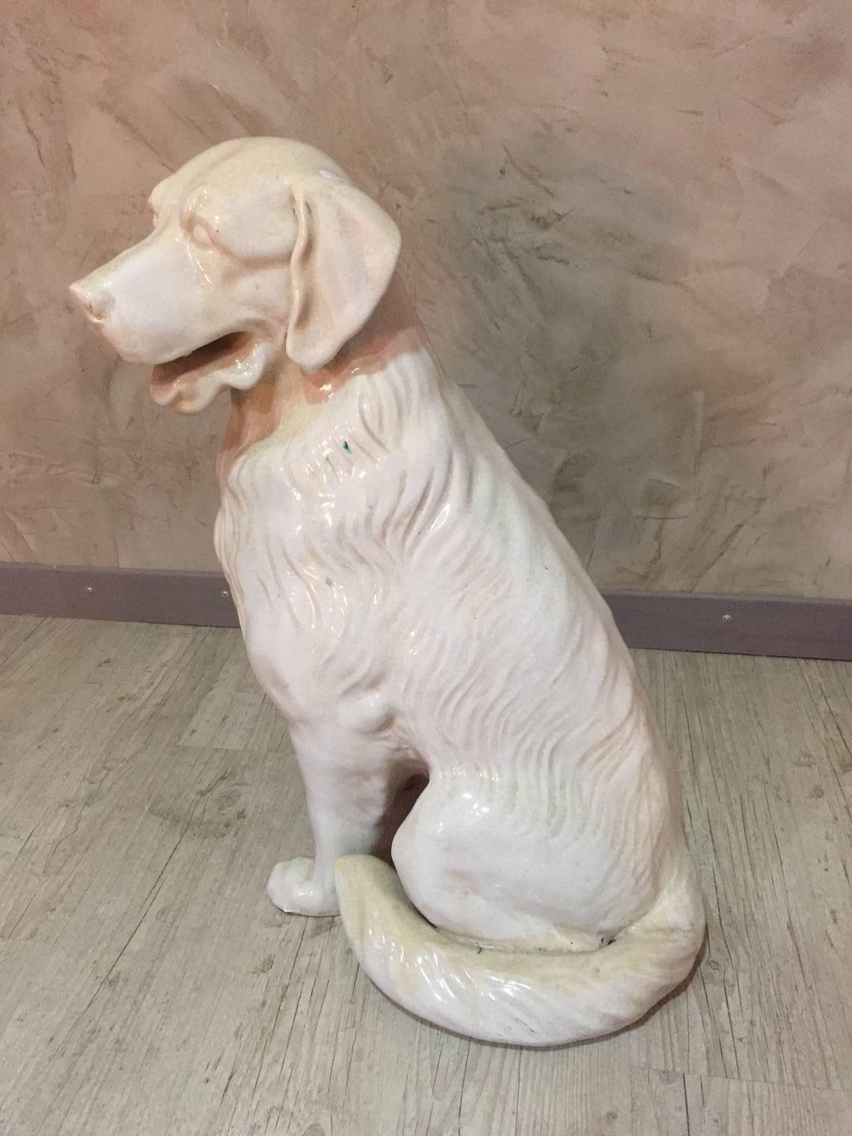 French Midcentury Vallauris Ceramic Dog Golden Retriever Type