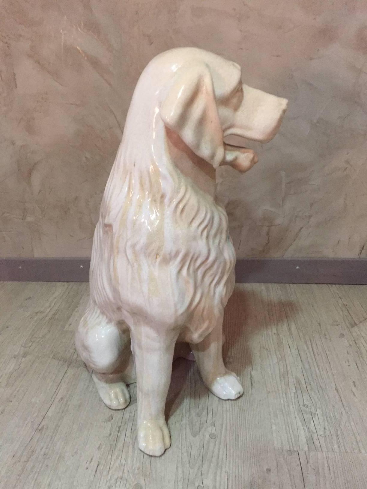 Midcentury Vallauris Ceramic Dog Golden Retriever Type 1