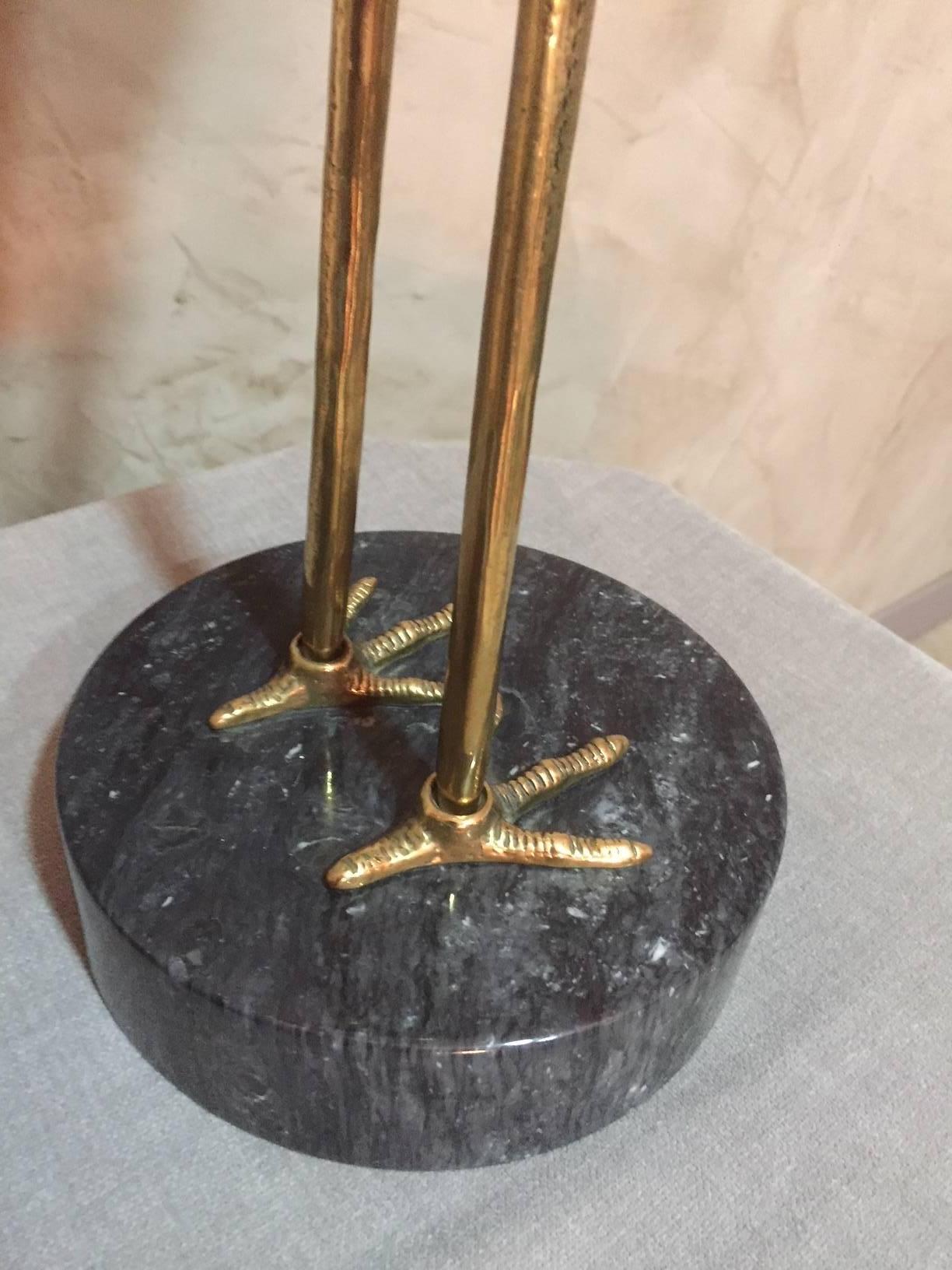 Mid-20th Century French Brass Heron Couple on a Marble Base 3