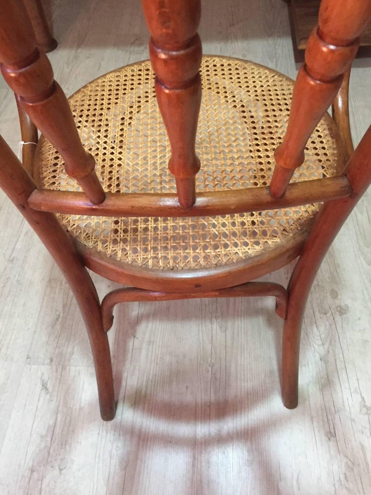 Early 20th Century Cane Armchair by Josef & Jacob Kohn In Good Condition In LEGNY, FR