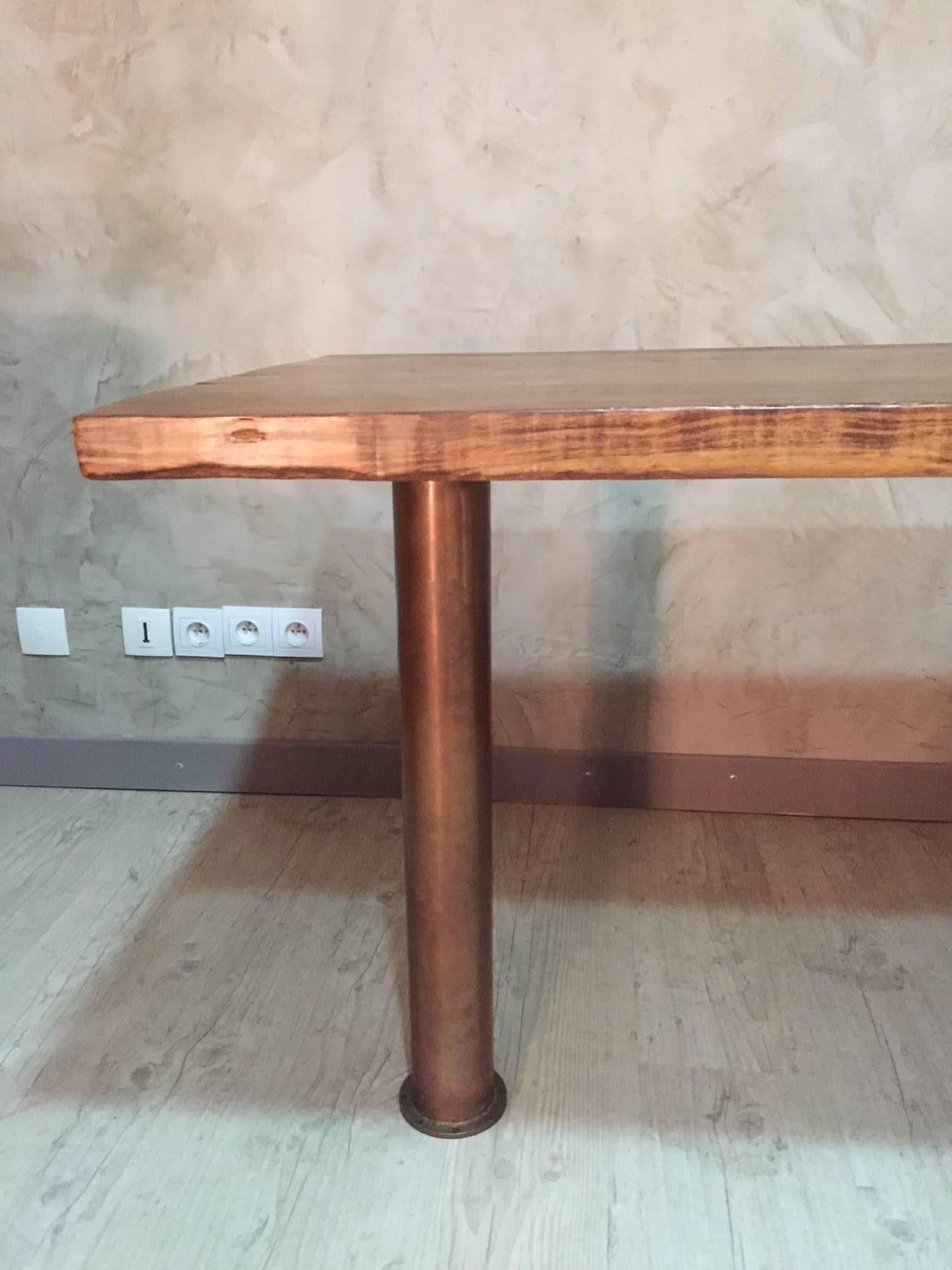 Other Pau Rosewood Desk with Copper Pipes and Petanque Brass Balls, 1990s