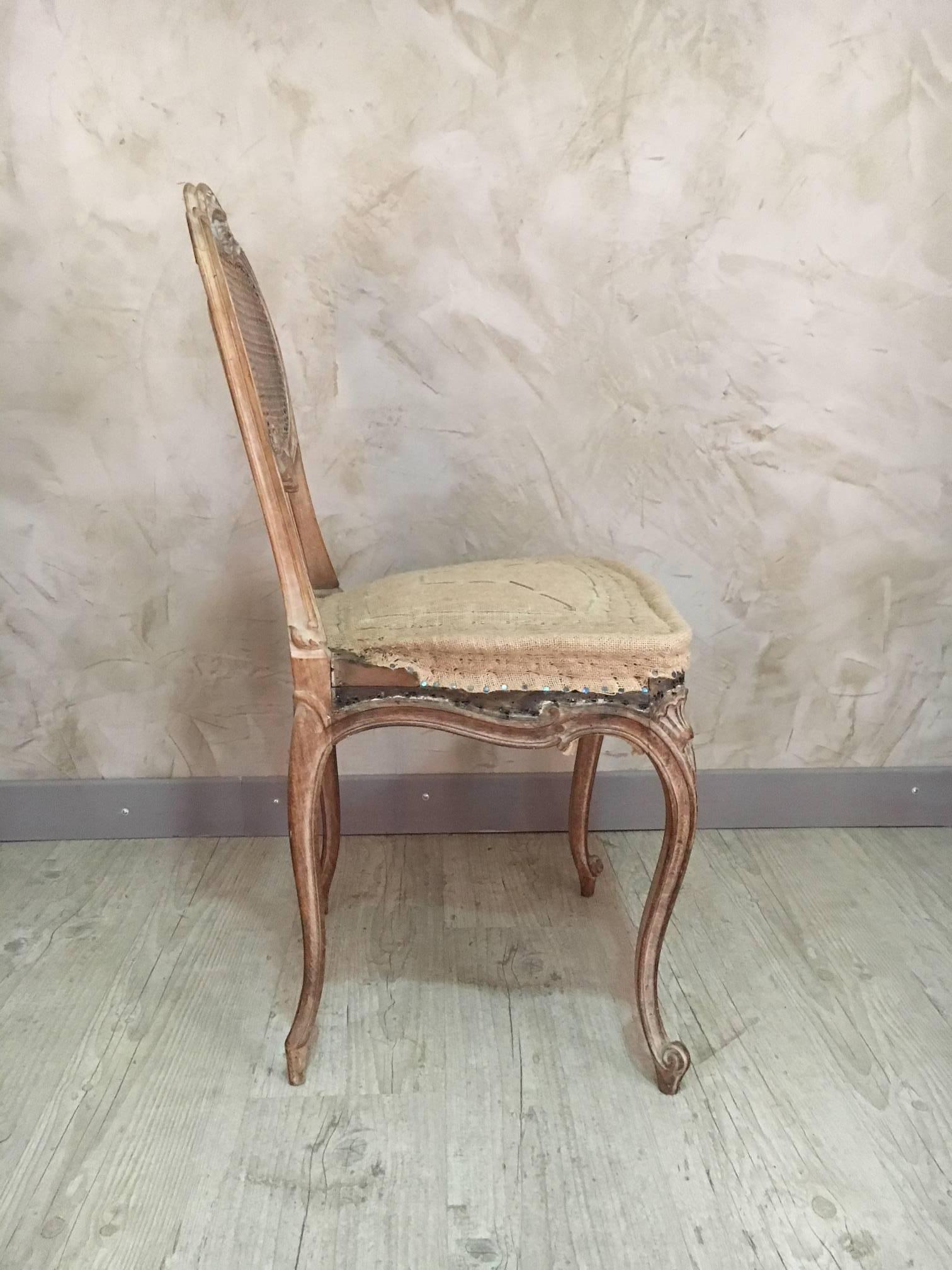 French Louis XV Style Cane Chair Entirely Restored in the Traditional Way, 1900s