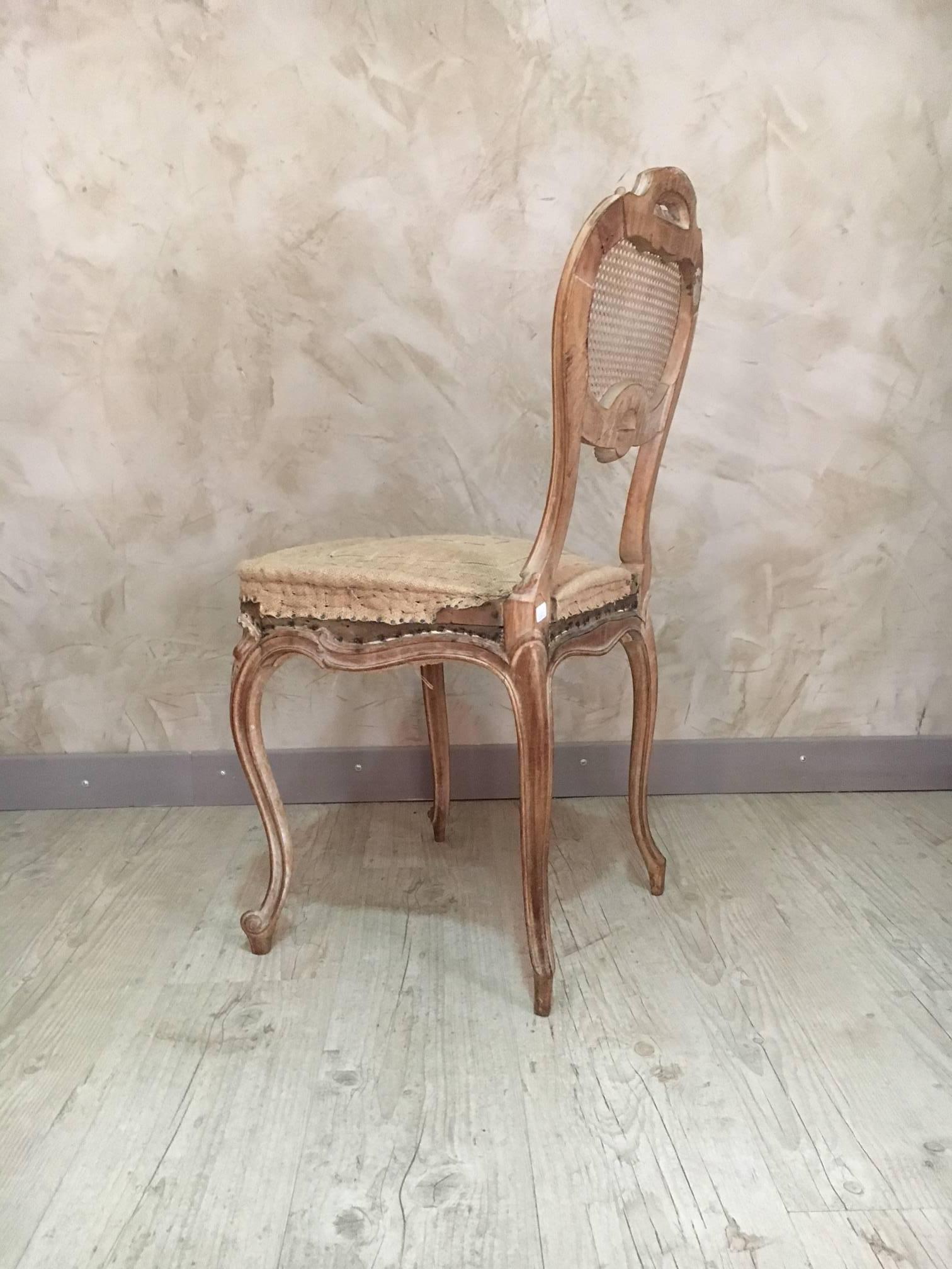 Walnut Louis XV Style Cane Chair Entirely Restored in the Traditional Way, 1900s