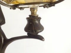 Pair of Bronze and Silk Art Nouveau Lamps by Georges de Feure, 1905