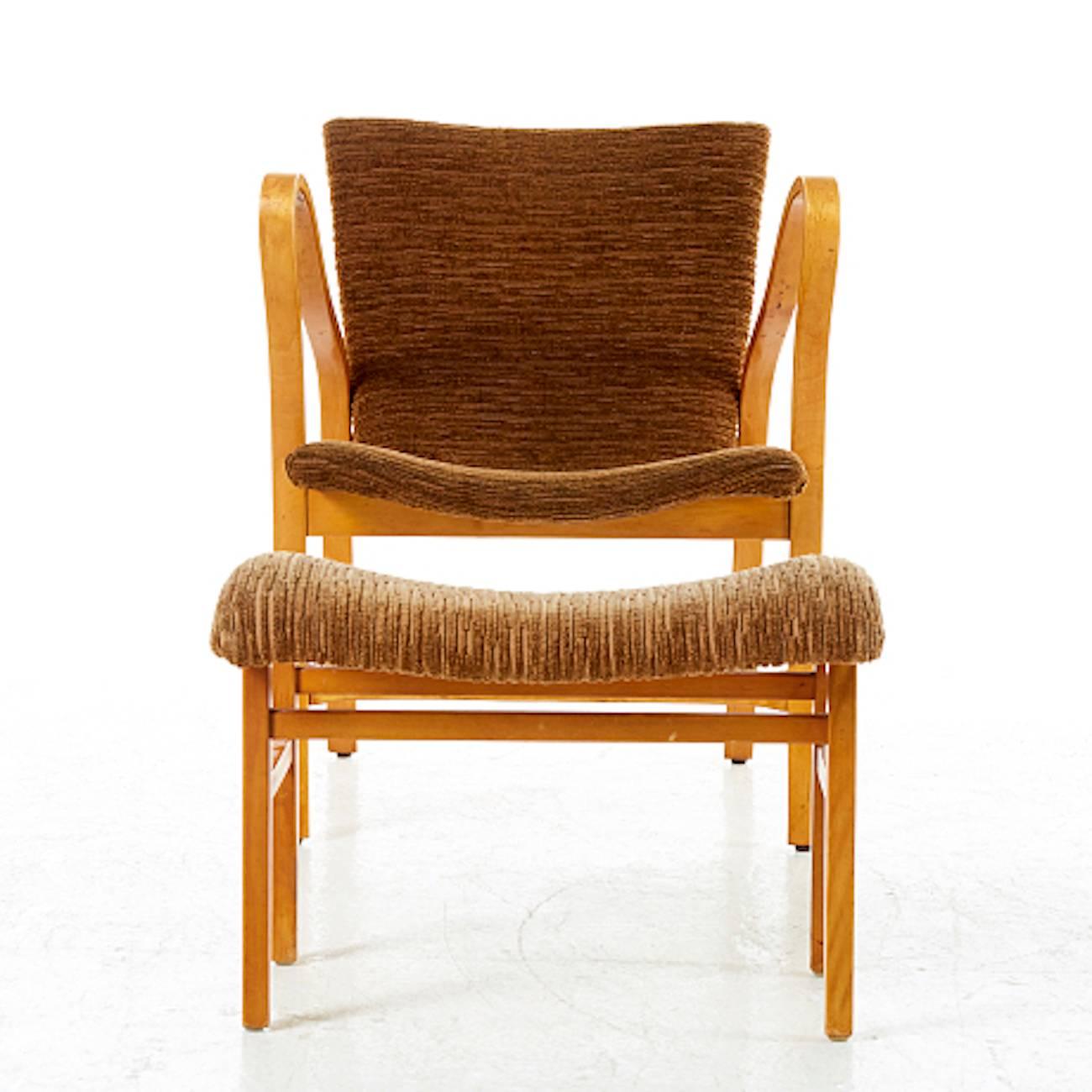 Swedish Early Armchair by Gustaf Axel Berg Curved Beench, 1940