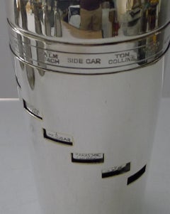 Coctelera italiana chapada en plata «Dial-a-Drink» con recetas, h. 1940