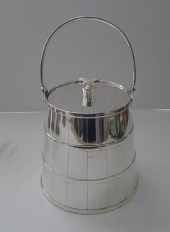 Antique English Novelty Silver Plated Biscuit Box / Ice Bucket c.1900