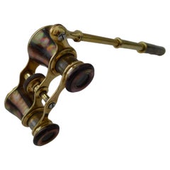 Rare French Abalone Shell Opera Glasses With Lorgnette Handle c.1900