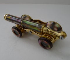 Rare French Abalone Shell Opera Glasses With Lorgnette Handle c.1900