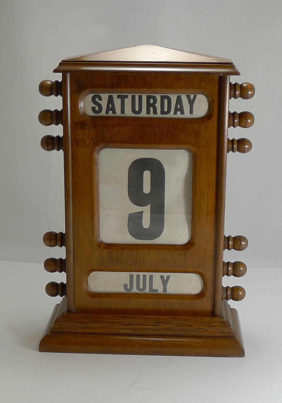Late Victorian Antique English Perpetual Desk Calendar