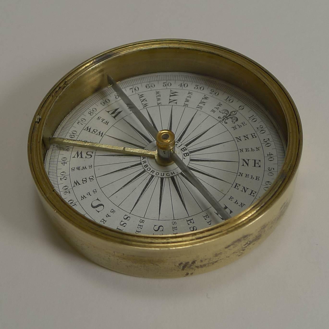 A handsome Victorian pocket / explorer compass with a cross bar needle pivoting on a jewelled bearing above a traditional dial.

Complete in it's brass case and lid and incorporates a transit lock activated when the lid is in place, the compass is