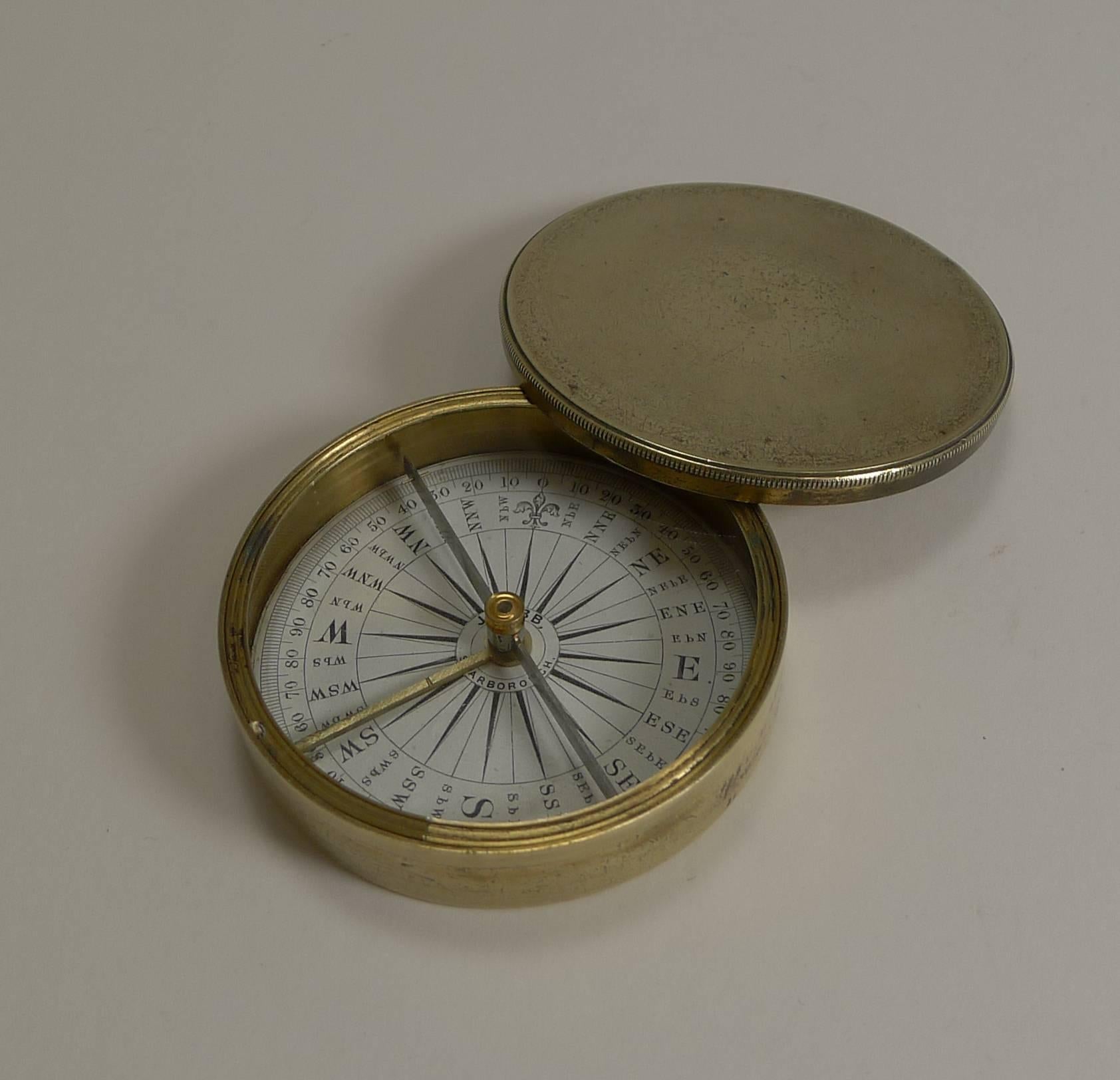 Brass Antique English Signed Explorer Compass, circa 1880