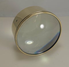 English Antique Brass Desk Magnifying Glass / Paperweight, circa 1910