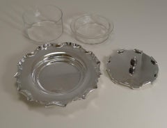 Antique English Silver Plate and Glass Caviar Dish / Server, circa 1900