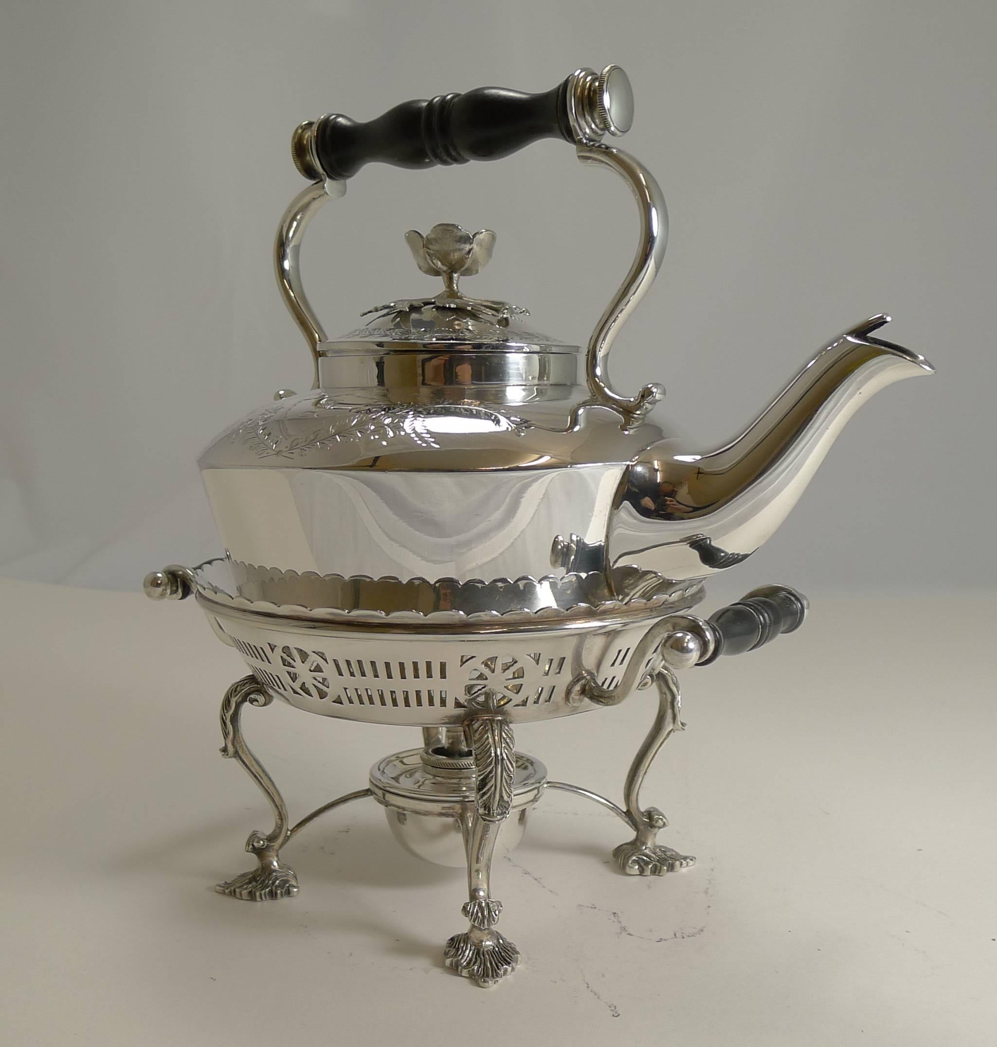 Antique Silver Plated Kettle on Stand by Martin Hall, 1900 2