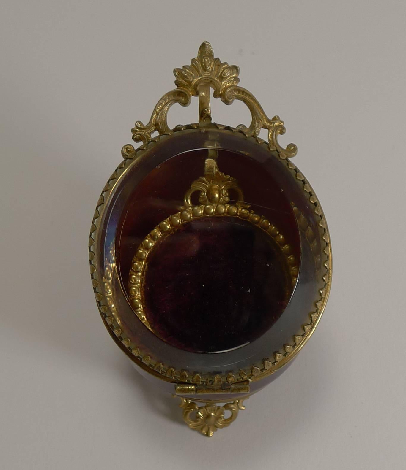 Antique French Red Glass Pocket Watch Box, circa 1890 2