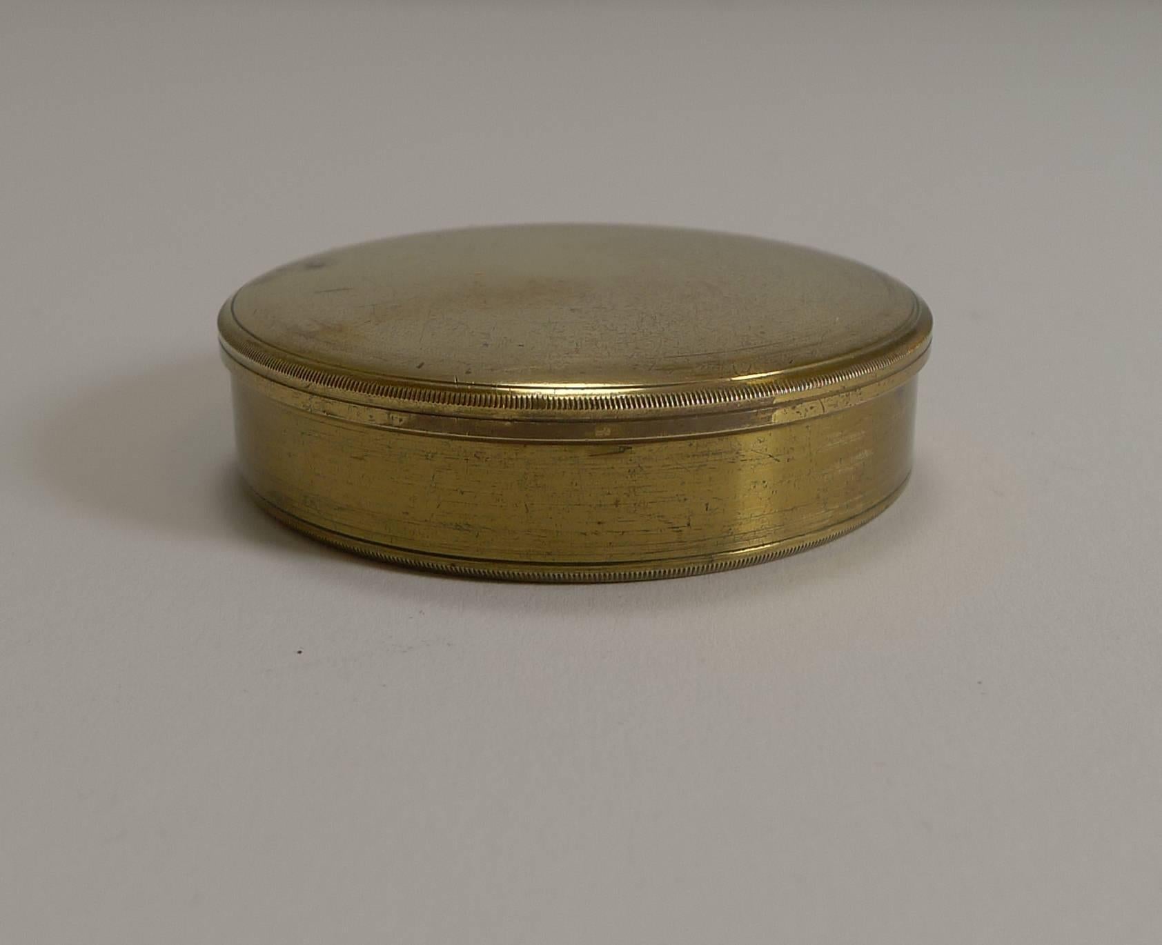 Late Victorian Antique English Brass Cased Floating Card Explorers Pocket Compass, circa 1880