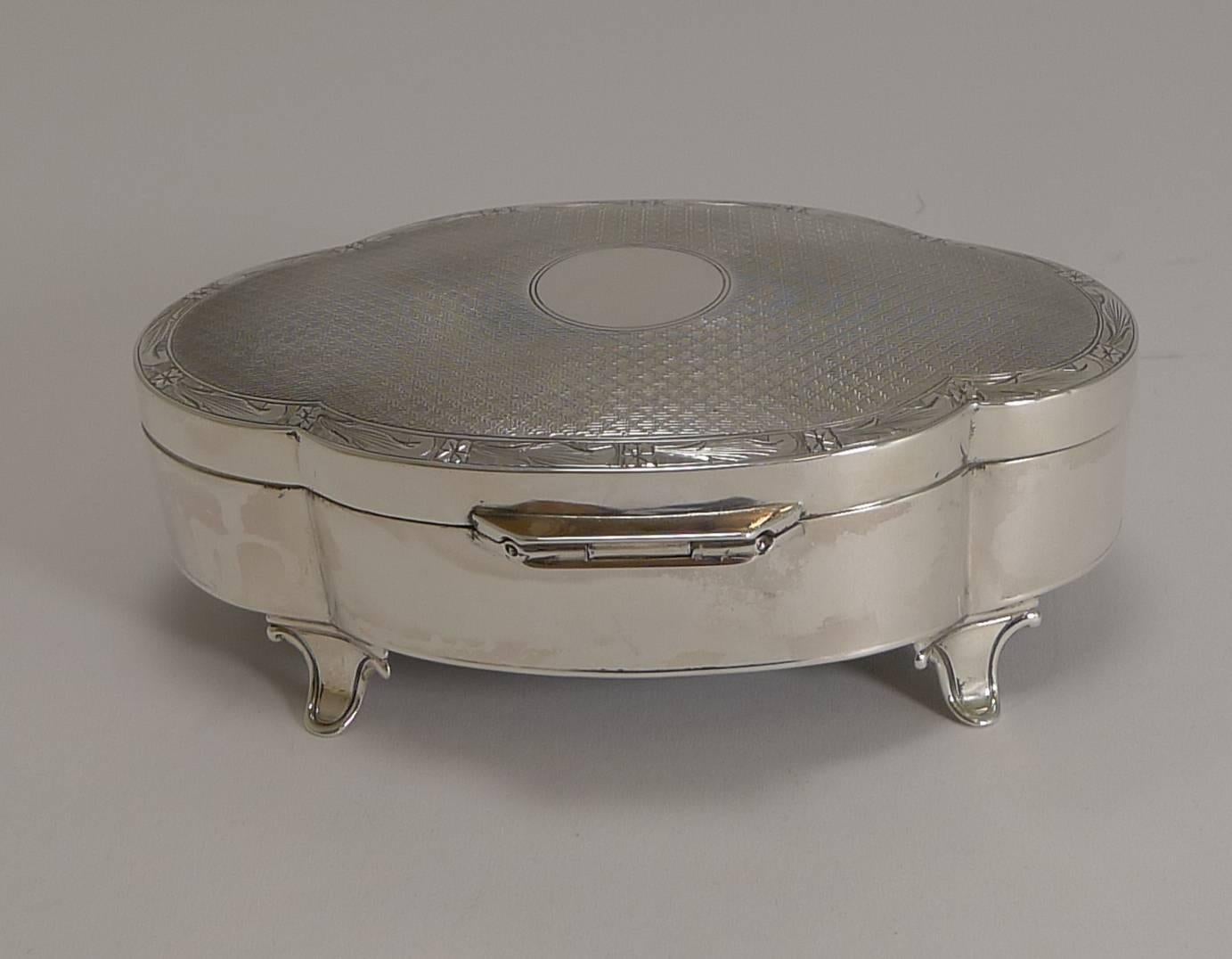 Art Deco Antique English Sterling Silver Jewelry Box by Goldsmiths and Silversmiths Co