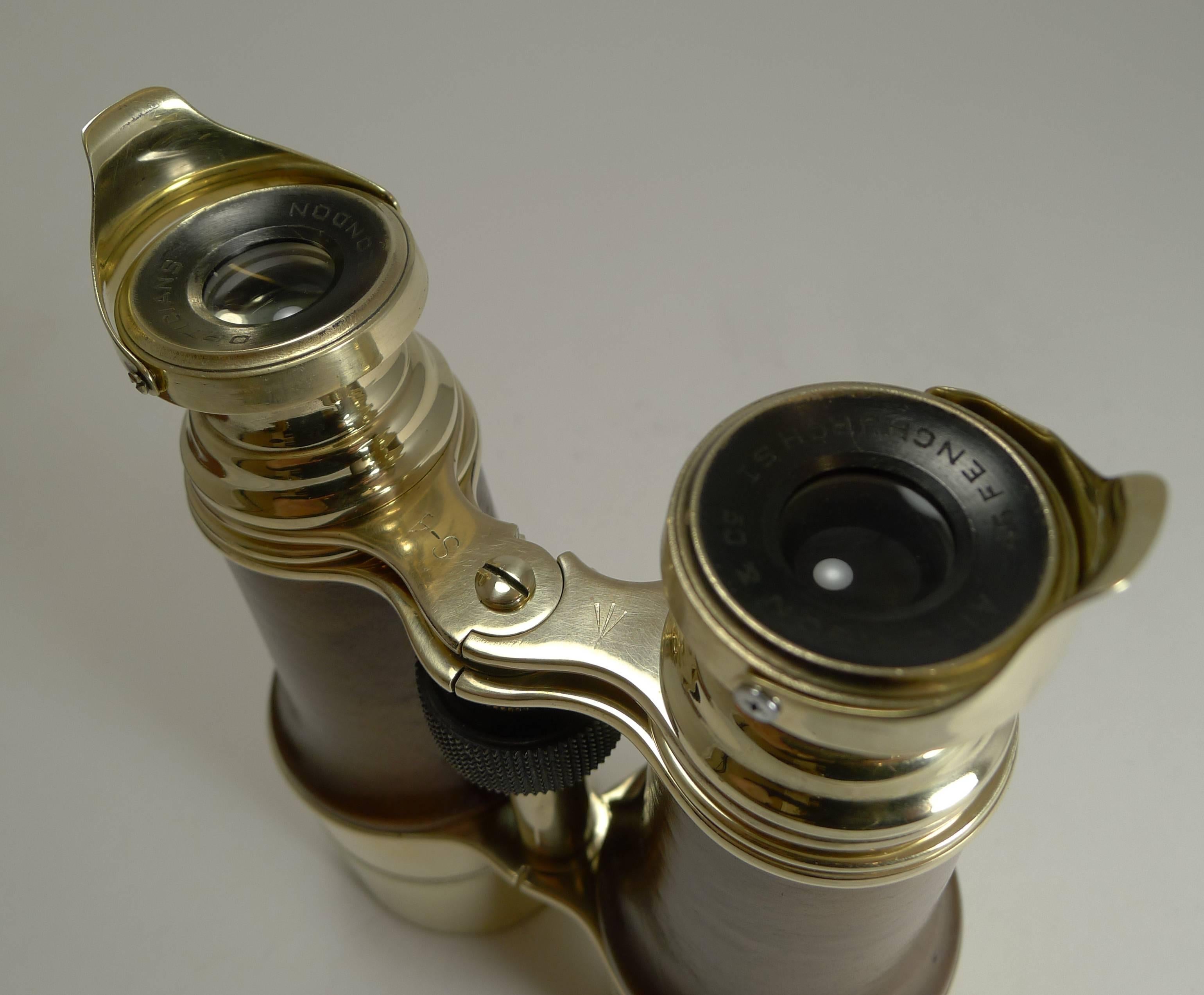 Pair of WWI Binoculars and Case, British Officer's Issue, 1918, Signed 1