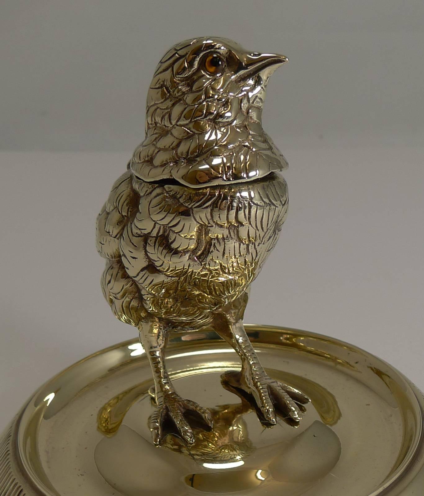 Late Victorian Antique English Chick Inkwell / Match Striker c.1880