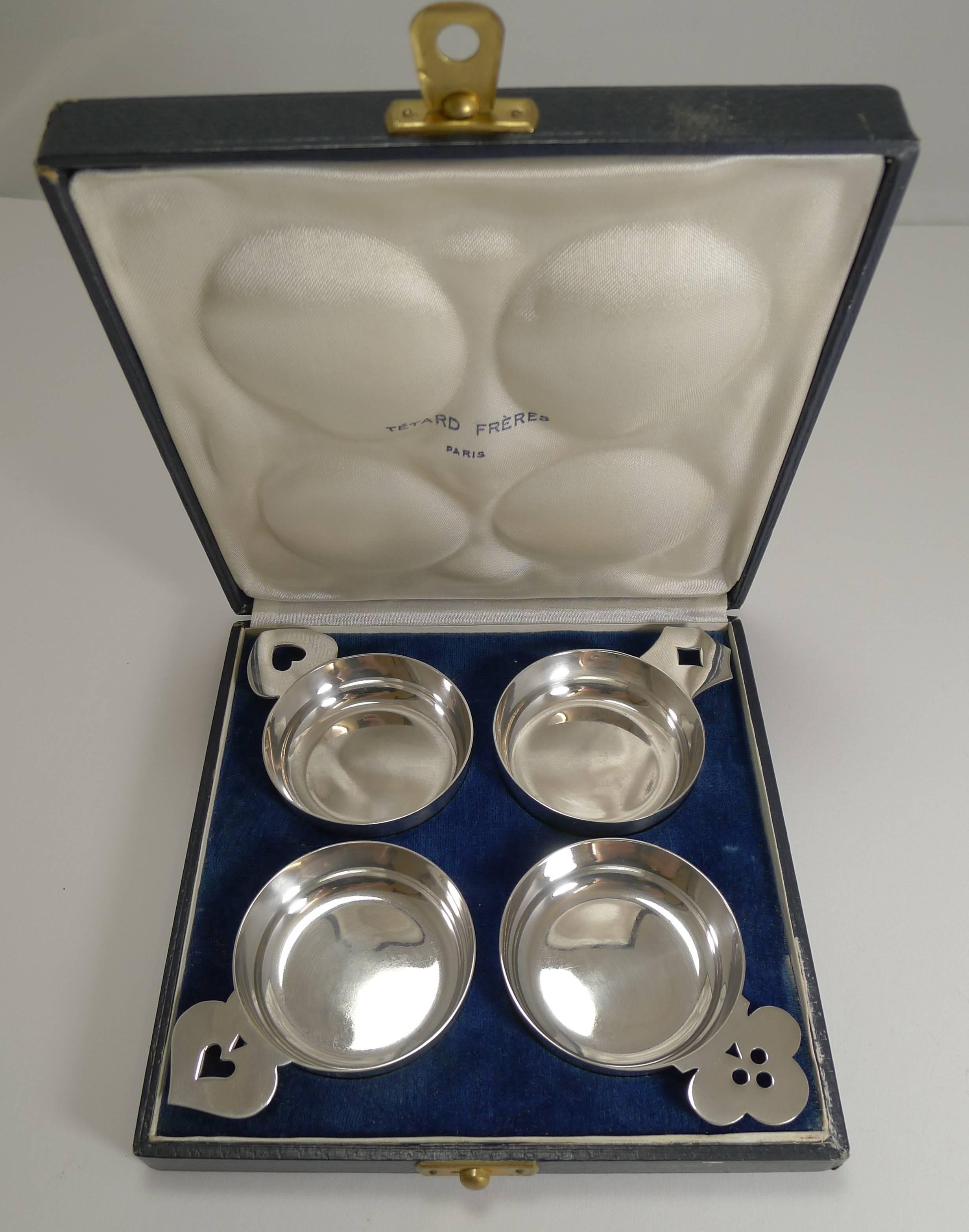 French Set Four Novelty Sterling Silver Wine Tasters - Tetard Freres, Paris