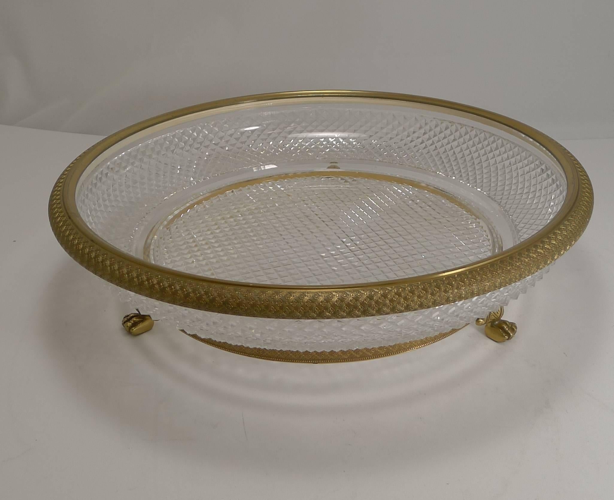 Large French Cut Crystal and Gilded Bronze Centrepiece Dish or Bowl c.1890 2