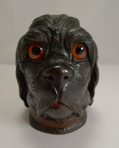 Large Antique Black Forest Novelty Inkwell, Dog, circa 1890