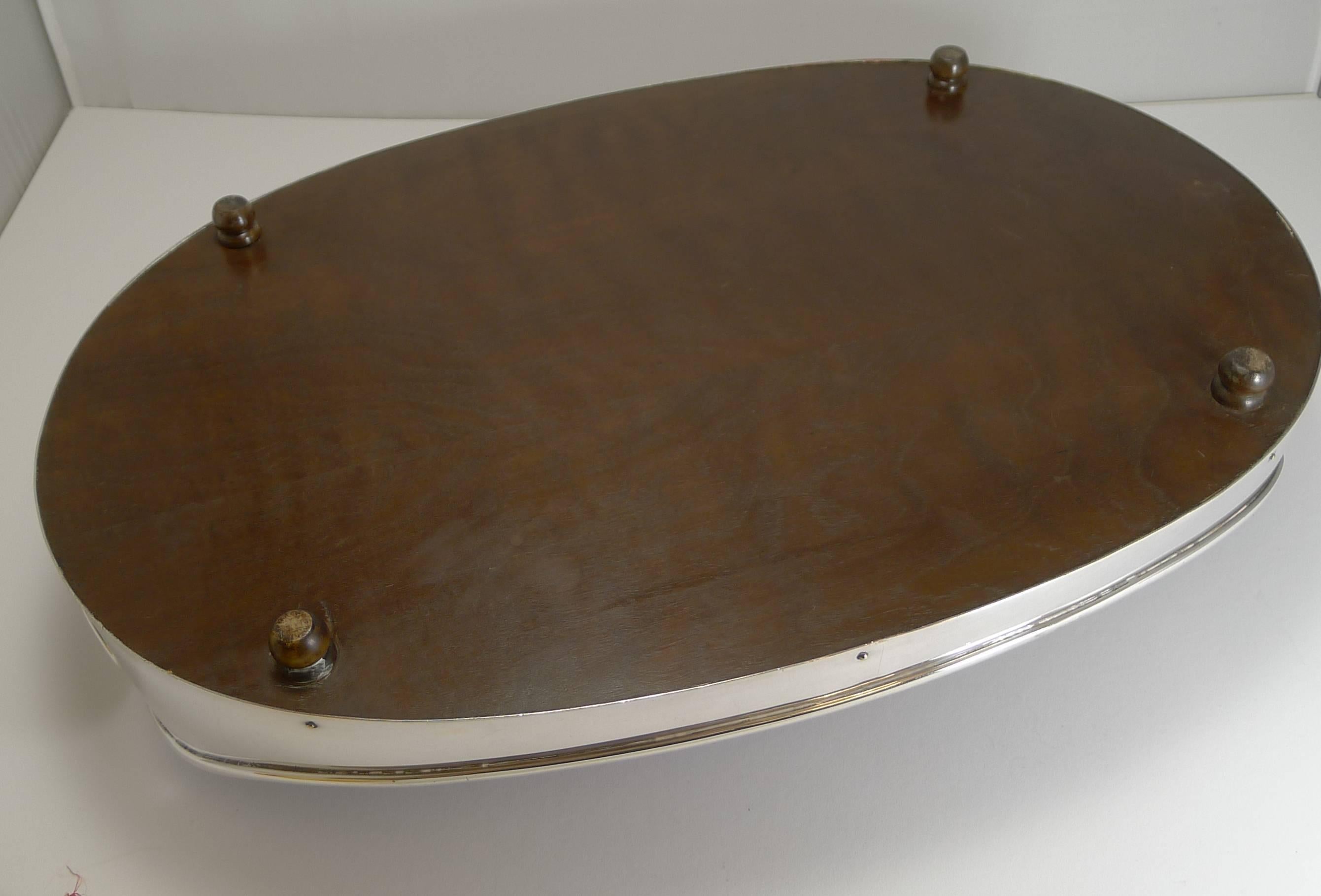 Edwardian Grand Inlaid Tray with Fabulous Silver Plated Gallery, circa 1900