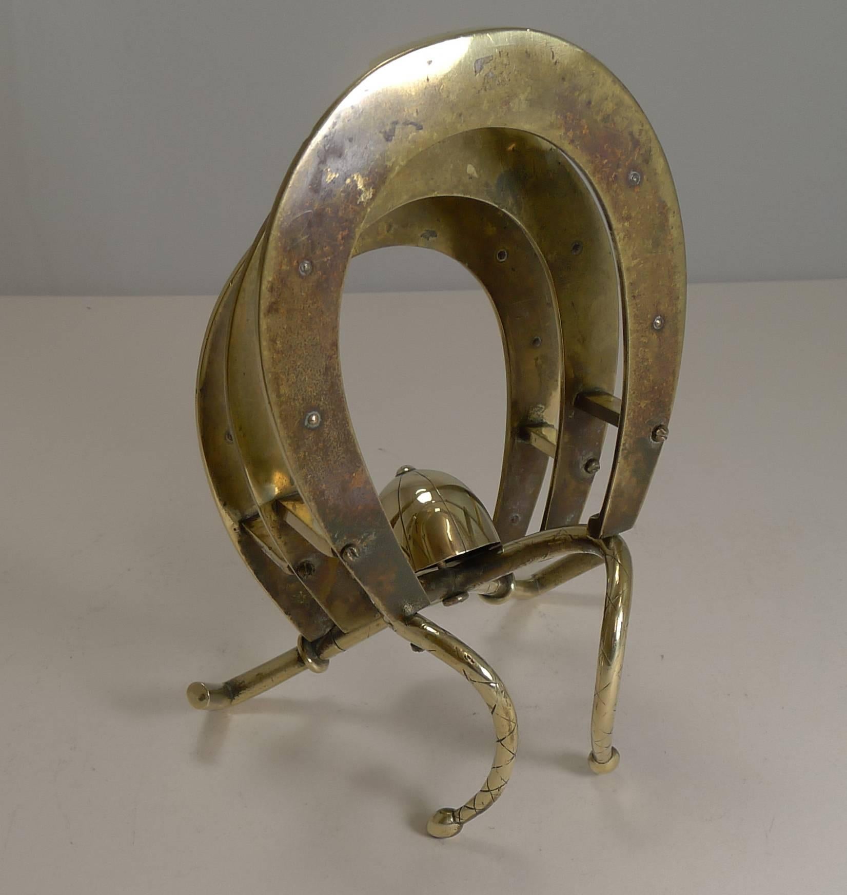 Large Antique English Brass Equestrian Letter or Stationery Holder, circa 1890 In Excellent Condition In Bath, GB