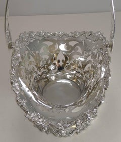 Antique English Reticulated Silver Plate Fruit Basket, circa 1900