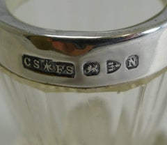 Antique English Cut Crystal and Sterling Silver Match Strike, Scottish Thistle