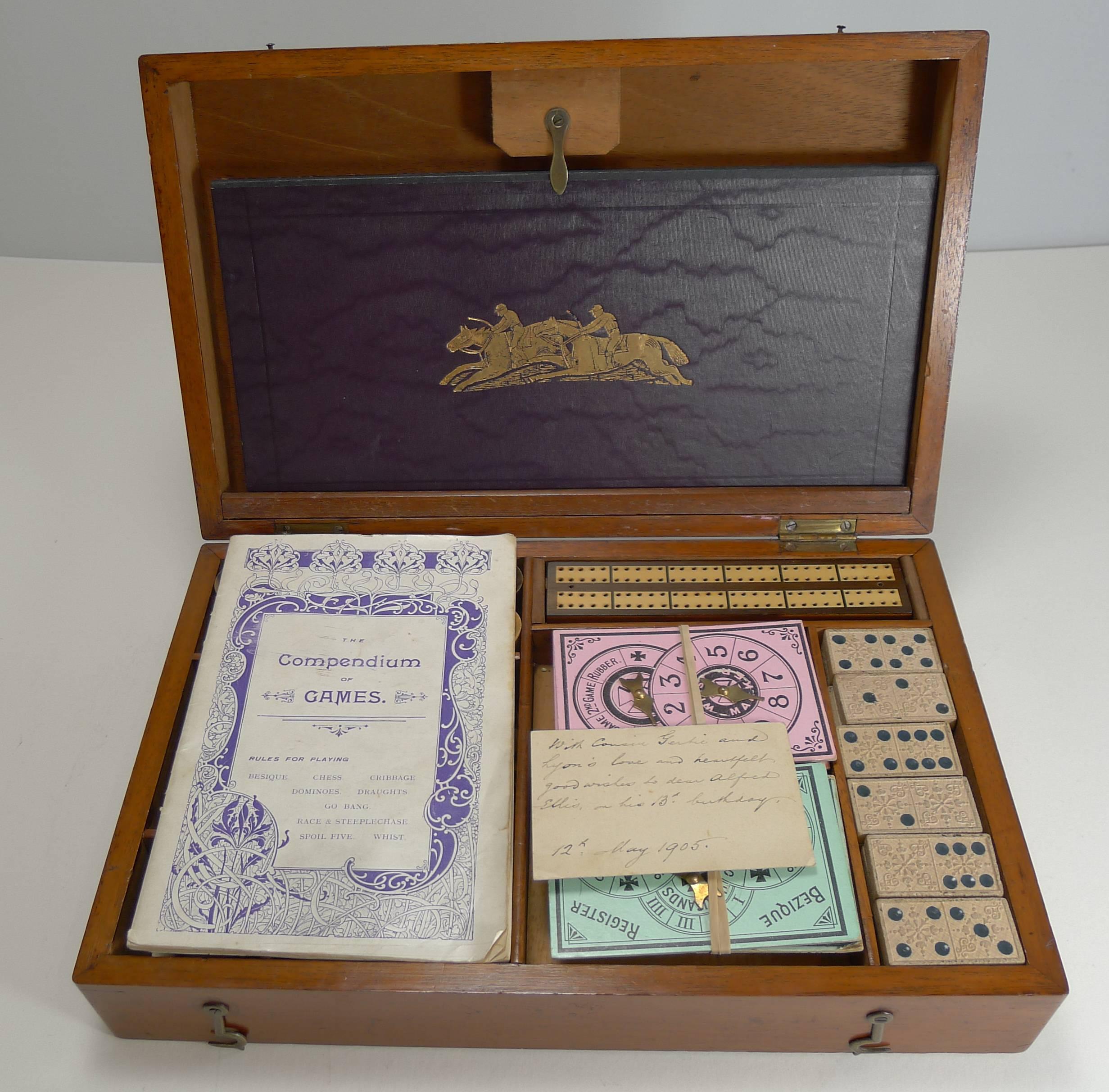 Edwardian Antique English Games Box / Compendium, circa 1905
