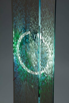 Floor Lamp Contemporary Style Sculptural Mirror Green