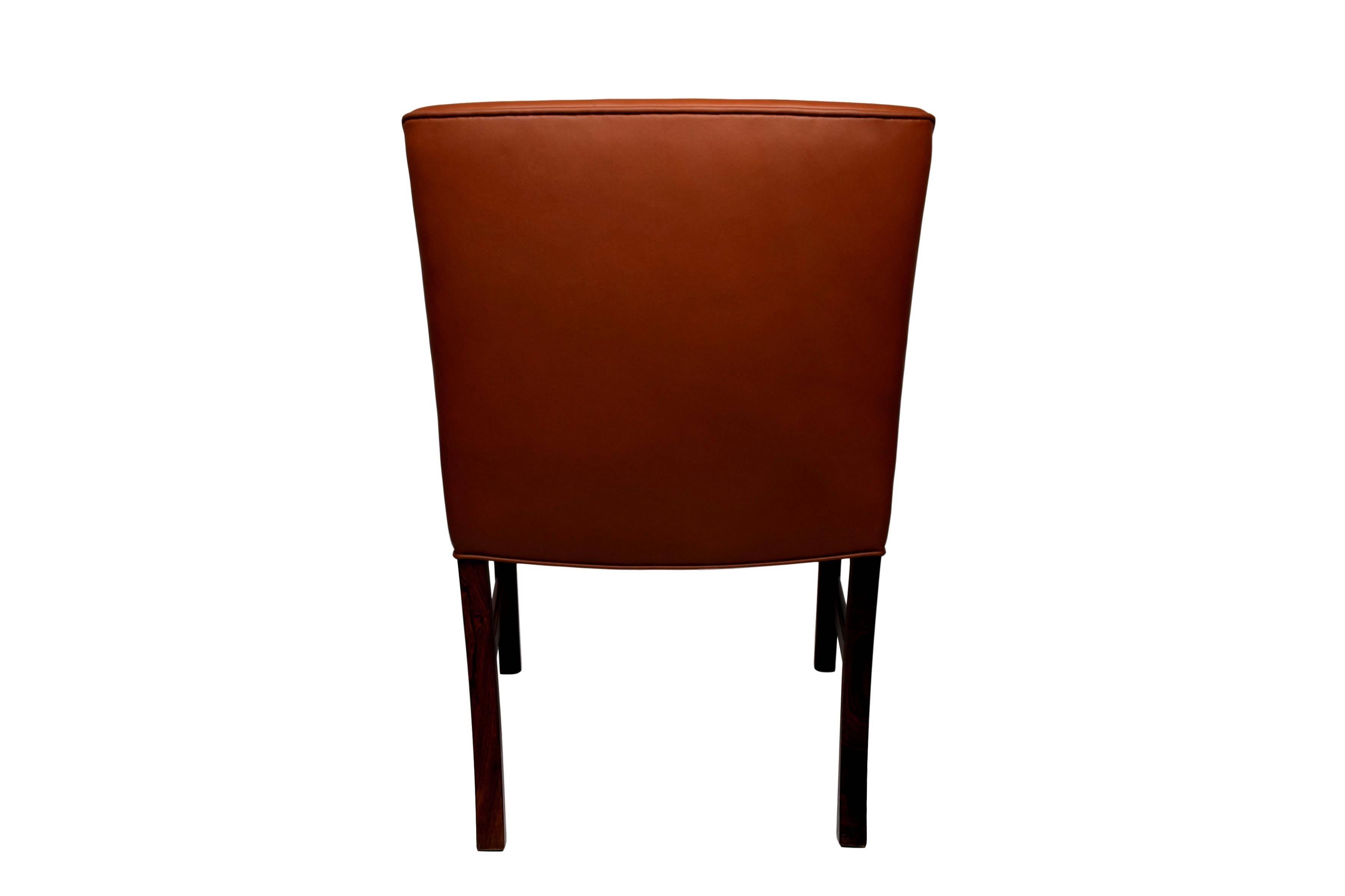 Midcentury Rosewood Armchair by Ole Wanscher, Upholstered with Aniline Leather For Sale 1