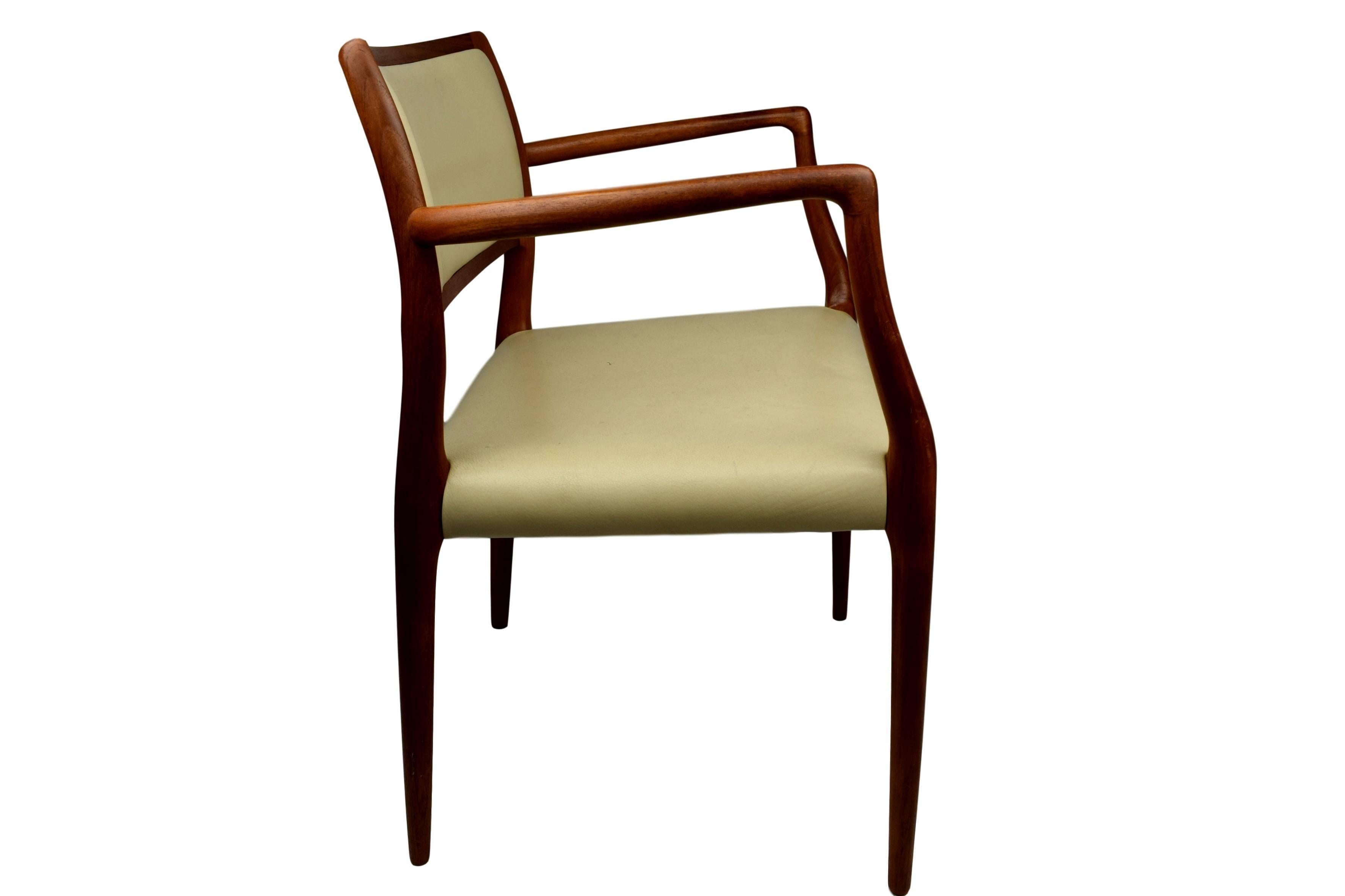 Scandinavian Modern Midcentury Armchair, Niels O. Møller, Model 65, Teak and Leather, J.L. Møllers