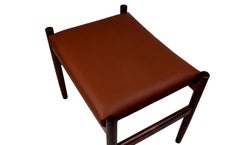 Danish Midcentury Rosewood Ottoman by Spøttrup, Brown Aniline Leather, Stamped