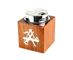 Danish Midcentury Rosewood Lighter with Silver Inlays Depicting Carpenter Tools