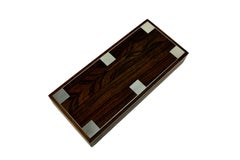 Danish Midcentury Rosewood Box with Sterling 925 Silver Inlays by Hans Hansen