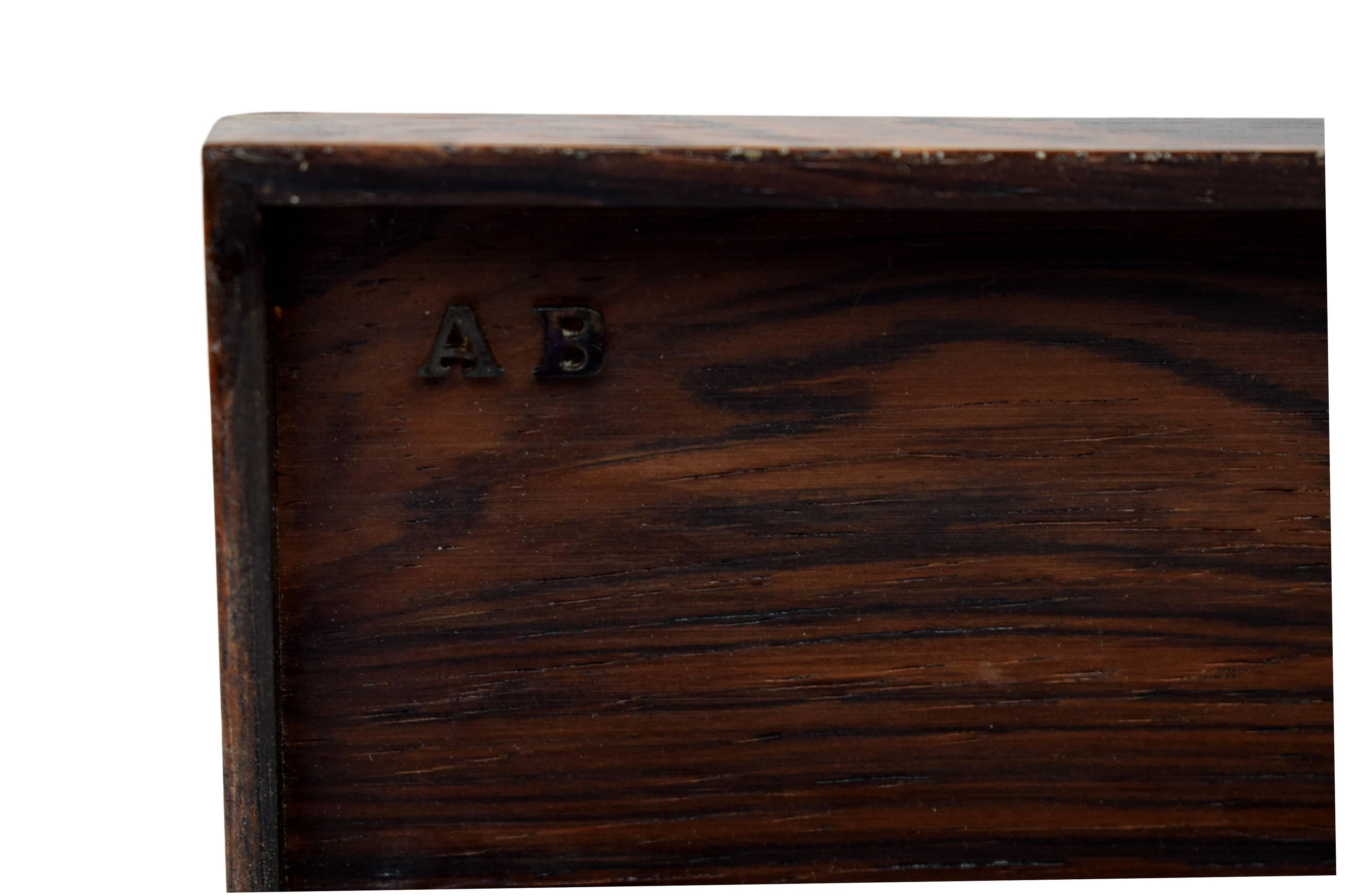 Danish Midcentury Rosewood Box with Sterling 925 Silver Inlays by Hans Hansen For Sale 1