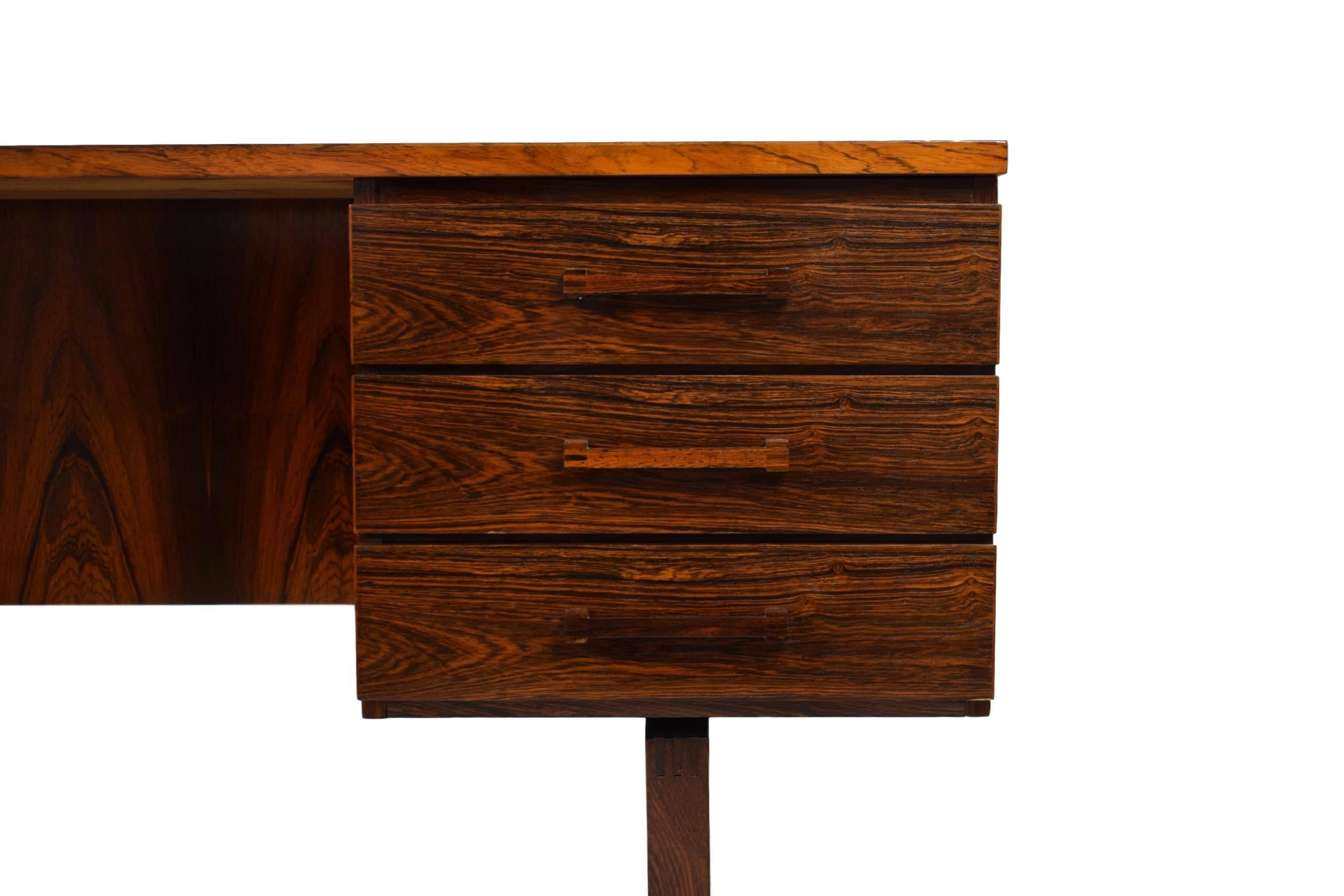 Mid-20th Century Danish Midcentury Six-Drawer Rosewood Desk by Henning Jensen & Torben Valeur For Sale