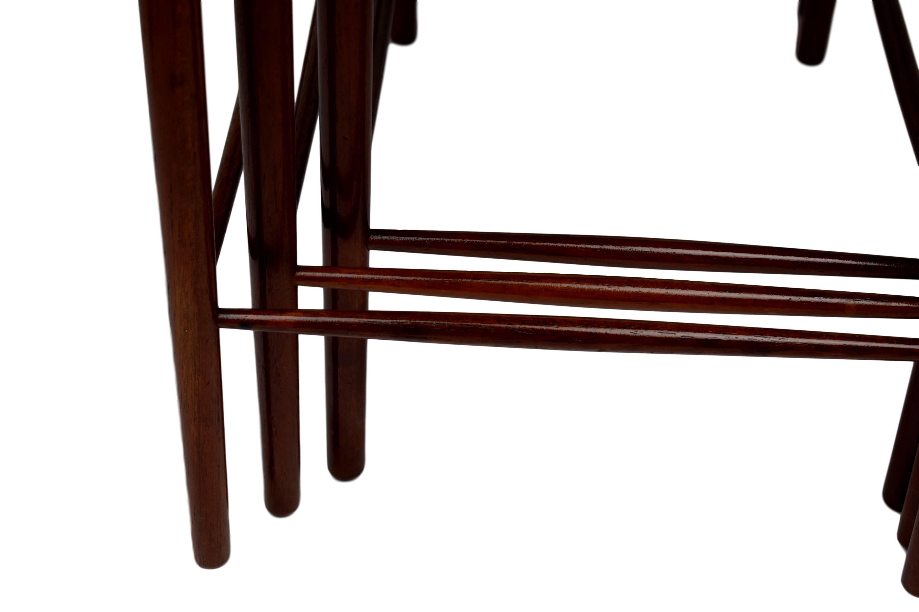 Three Midcentury Nesting Tables by Kaj Winding, Teak, P. Jeppesens Møbelfabrik For Sale 3