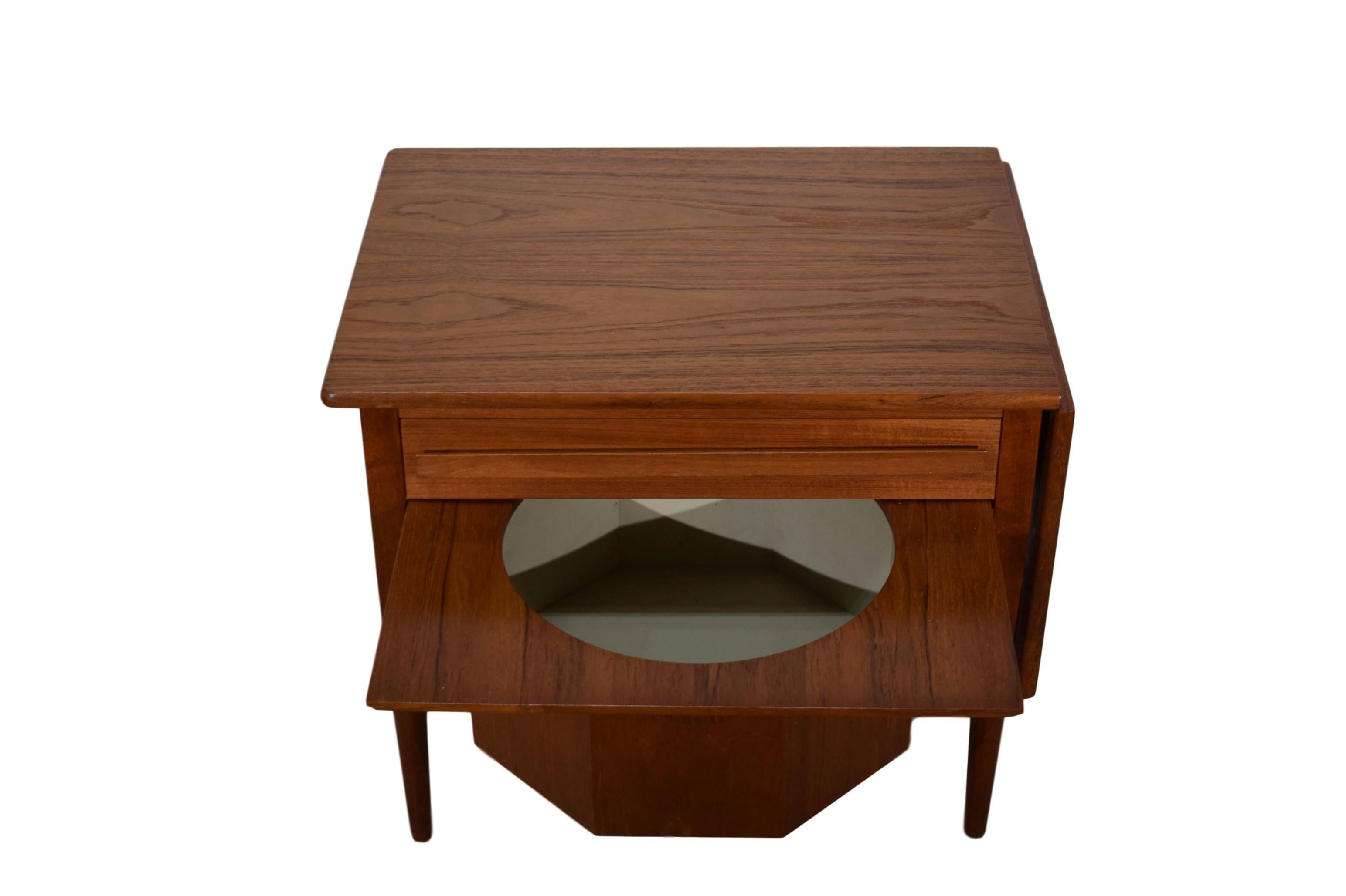 Danish Midcentury Sewing Table with Drop-Leaf by Johannes Andersen, Teak For Sale 1