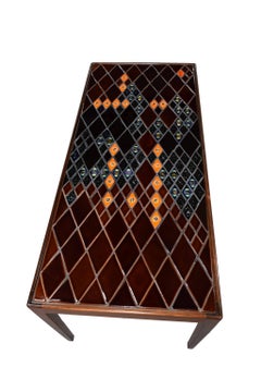 Danish Midcentury Rosewood Coffee Table with Decorative Tiles by Bjørn Wiinblad