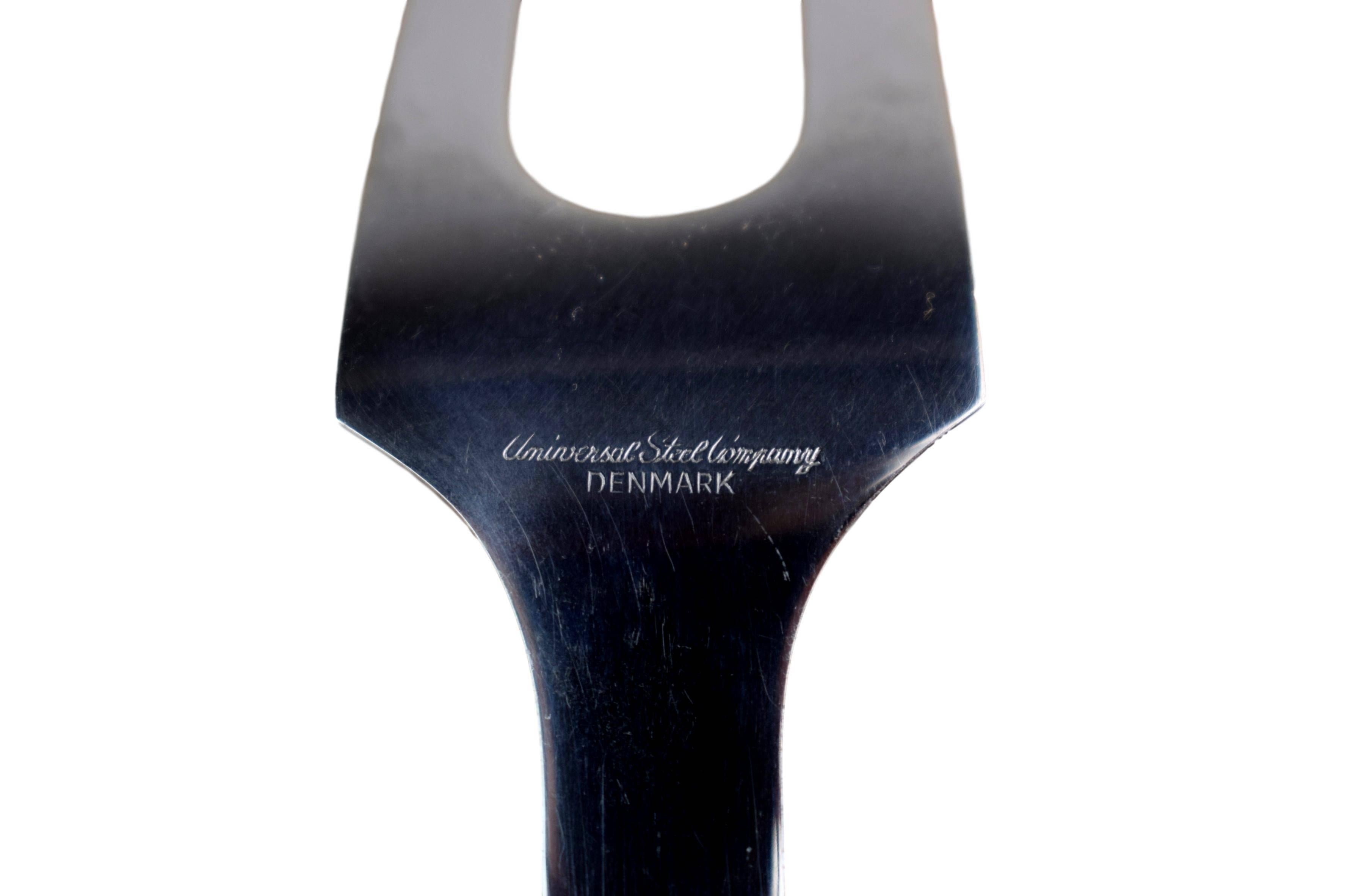 Scandinavian Modern Danish Midcentury Carving Knife and Fork, Kay Bojesen, Universal Steel Company For Sale