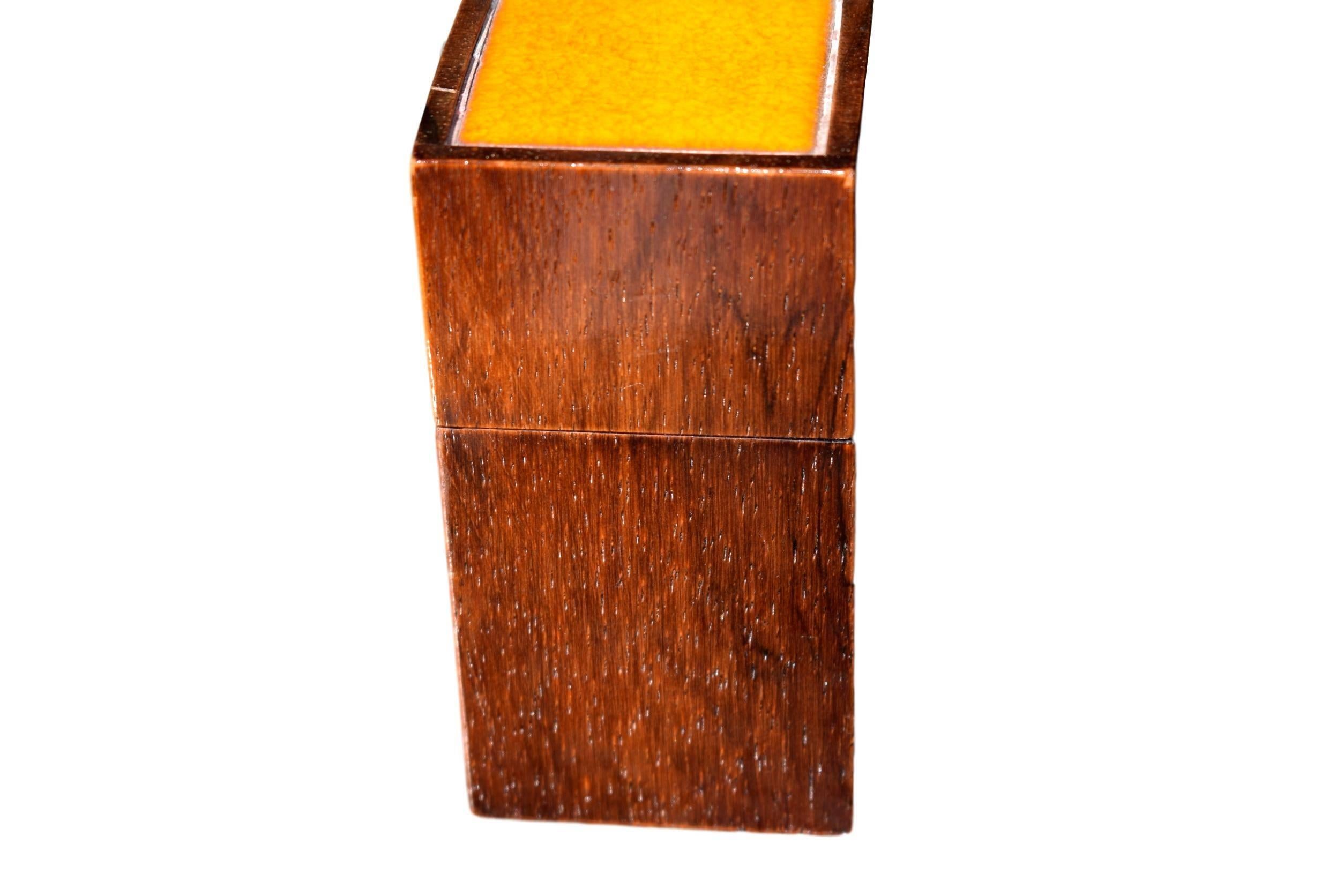Scandinavian Modern Danish Midcentury Rosewood Box by Alfred Klitgaard with Enamel by Bodil Eje For Sale