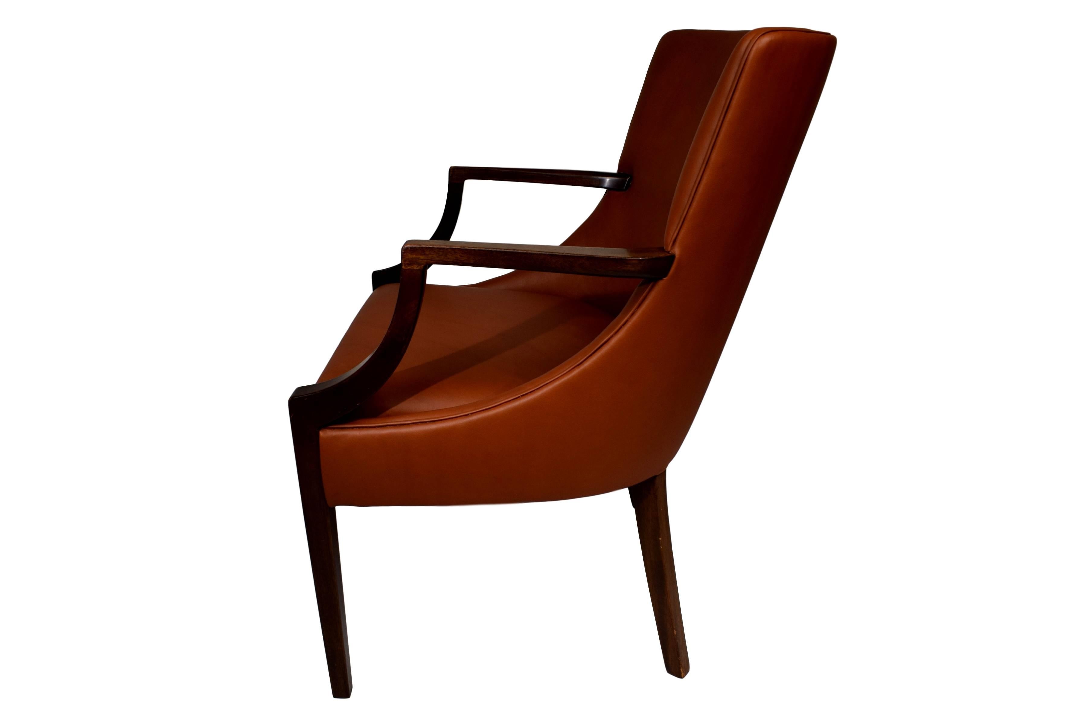 20th Century Early Danish Midcentury Aniline Leather Armchair Ole Wanscher, A.J. Iversen For Sale
